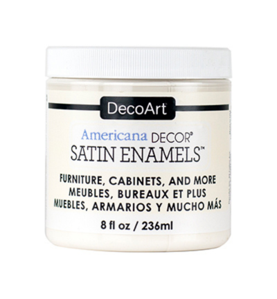 Enamels Satin Warm White 236 ml, warme witte verf met een subtiele zijdeglans voor creatieve en decoratieve projecten.