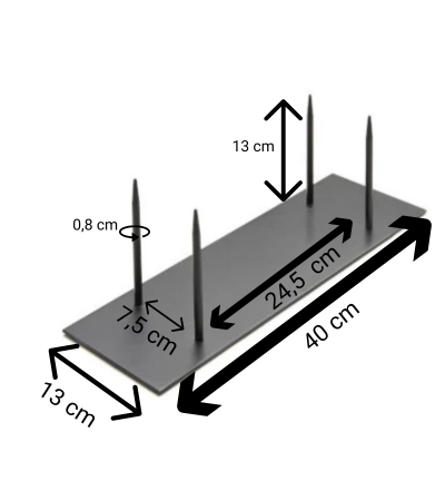Metalen sokkel 40 x 13 cm 4 pinnen (Op=Op)