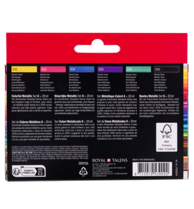 Standard Series acrylverf kleurrijke metallic set | 6 x 20 ml