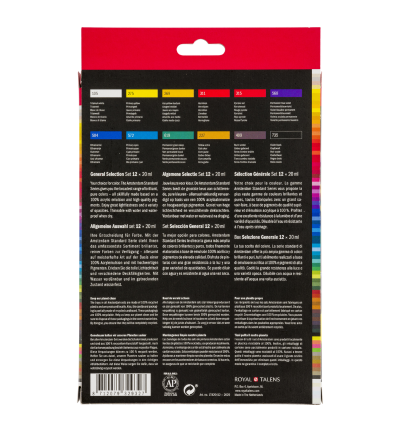 Amsterdam Standard Series acrylverf algemene selectie set | 12 × 20 ml