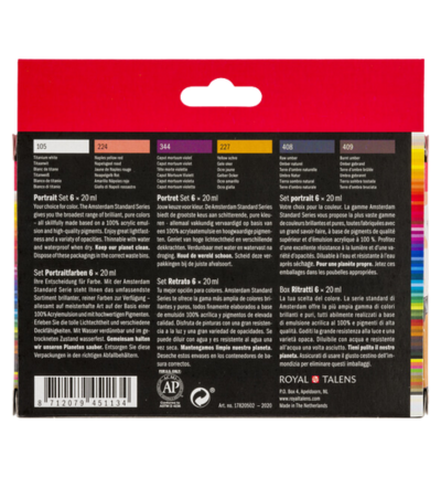 Amsterdam Standard Series acrylverf portret set | 6 × 20 ml