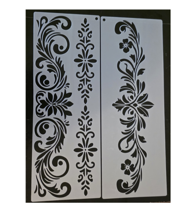 2x Barok rand 30 x 11 cm stencil nr 1