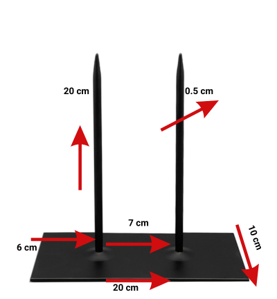 Metalen sokkel 10 x 20 cm 2 pinnen