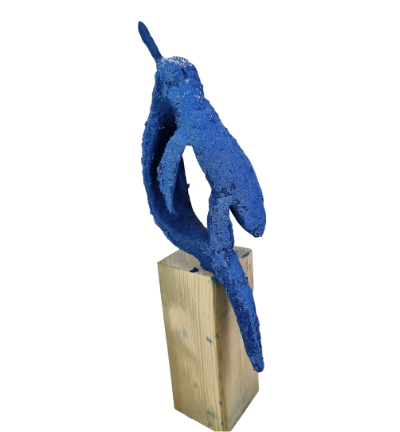 Vogel frame op houtenblok